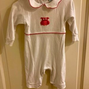 Little English 6 month owl onesie.